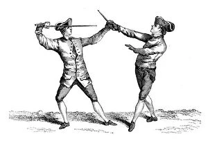 Images Dated 23rd March 2016: Antique illustration of fencing lesson