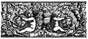 Images Dated 11th February 2016: Antique illustration of frieze with two Cupids