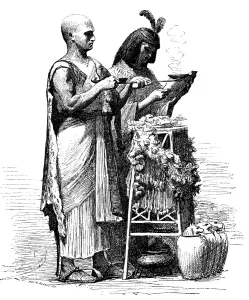 Shaved Head Prints: Antique illustration of funeral of an ancient Egyptian mummy
