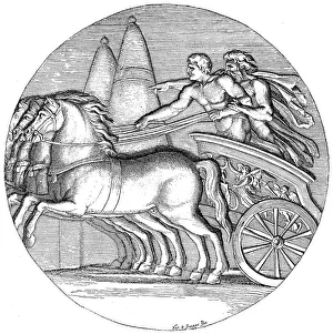 Greek Mythology Decor Prints Gallery: Antique illustration of Heracles driving the Sun chariot