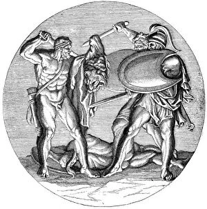 Images Dated 9th February 2016: Antique illustration of Heracles fighting with Diomedes and his men