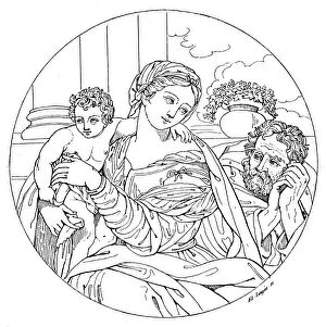 Images Dated 9th February 2016: Antique illustration of Holy family (by Nicolas Poussin)