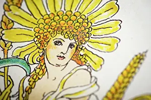 Antique Illustration Of Humanized Flowers And Plant Prints: Antique illustration of humanized flowers and plants: Corn Marigold