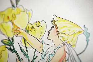 Antique Illustration Of Humanized Flowers And Plant Prints: Antique illustration of humanized flowers and plants: Evening primrose