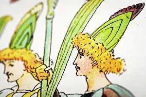 Prints of Antique illustration of humanized flowers and plants: Iris Humanised Flowers And Plants Prints: Antique illustration of humanized flowers and plants: Iris