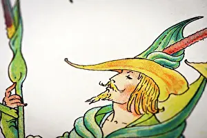 Ladies Prints: Antique illustration of humanized flowers and plants: Lord of the wood