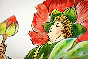 Antique Illustration Of Humanized Flowers And Plant Prints: Antique illustration of humanized flowers and plants: Peonies