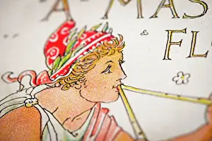 Antique illustration of humanized flowers and plants: Playing flute