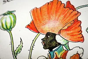 Antique Illustration Of Humanized Flowers And Plant Prints: Antique illustration of humanized flowers and plants: Poppy
