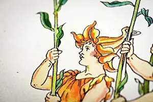 Prints of Antique illustration of humanized flowers and plants: Torches Humanised Flowers And Plants Prints: Antique illustration of humanized flowers and plants: Torches