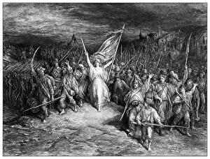 Antique illustration of important people of the past: The Marseillaise by Gustave Dore