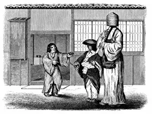 Antique illustration of japanese scene