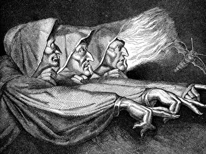 Images Dated 20th May 2013: Antique illustration of the three Macbeth witches