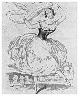 Antique illustration: Mademoiselle Theodore as Columbine