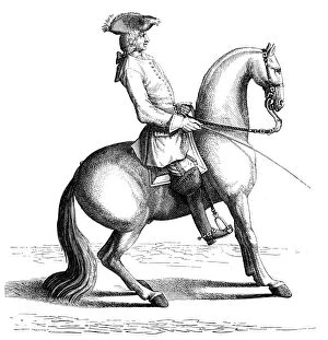 Horseback Riding Collection: Antique illustration of man riding horse