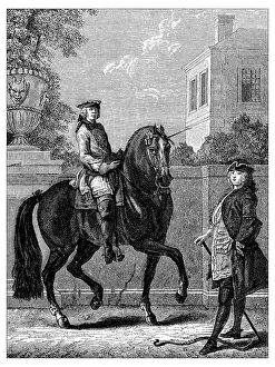 Images Dated 23rd March 2016: Antique illustration of men with horse