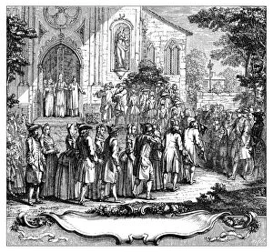 Images Dated 4th April 2016: Antique illustration of multiple wedding