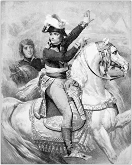 Antique illustration: Napoleon Bonaparte in Egypt