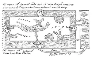Antique illustration of VERY old world map (around year 600)