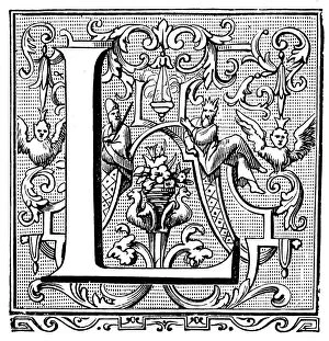 Images Dated 23rd March 2016: Antique illustration of ornate letter L