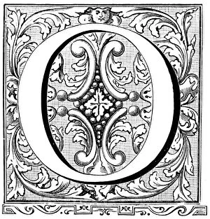 Images Dated 4th April 2016: Antique illustration of ornate letter O