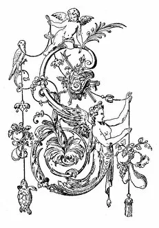 Images Dated 9th February 2016: Antique illustration of ornate letter S