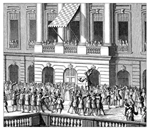 Antique illustration of parade for the king