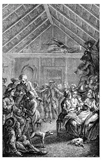 Images Dated 29th March 2016: Antique illustration of people indoor