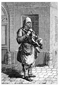Images Dated 4th April 2016: Antique illustration of people and jobs from Paris: street musician