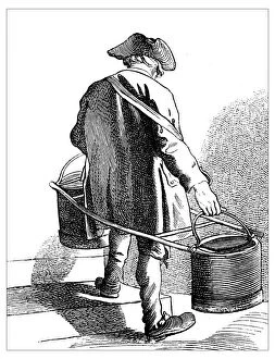 Images Dated 4th April 2016: Antique illustration of people and jobs from Paris: Water carrier