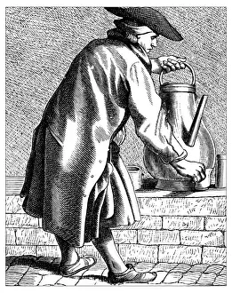 Coffee Drink Prints: Antique illustration of people and jobs from Paris: Coffee vendor