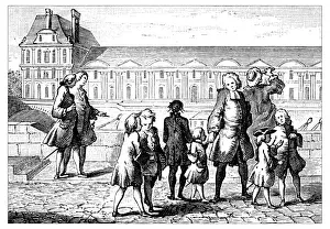 Field Trip Prints: Antique illustration of people visiting palace