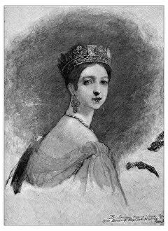 Images Dated 10th June 2016: Antique illustration of Queen Victoria at her coronation