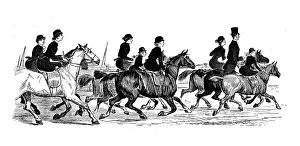 Antique illustration by Randolph Caldecott: Horse on beach, Brighton