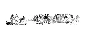 Antique illustration by Randolph Caldecott: Playing bowls