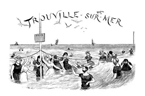 Antique illustration by Randolph Caldecott: TROUVILLE SUR MER