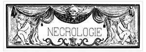 Images Dated 11th February 2016: Antique illustration of rectangular frame with the French word necrologie