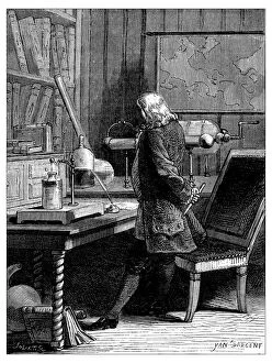 Antique illustration of scientific discoveries, electricity and magnetism