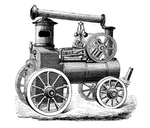 Antique illustration of scientific discoveries: Steam power