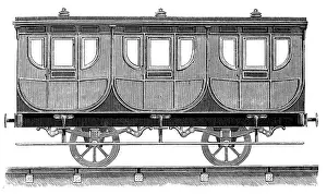 Prints of Antique illustration of scientific discoveries: Steam power Steam Locomotive Prints: Antique illustration of scientific discoveries: Steam power