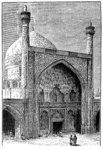 Persian Culture Prints: Antique illustration of Shah Mosque known as Imam mosque, Isfahan