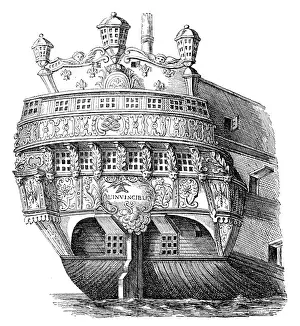 Industrial Ship Prints: Antique illustration of ship