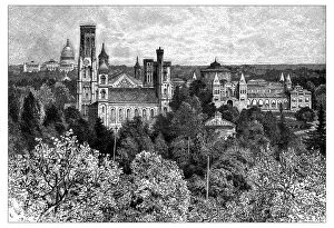 Images Dated 2nd February 2016: Antique illustration of the Smithsonian Institution at Washington