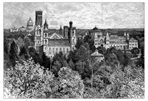 Images Dated 2nd February 2016: Antique illustration of the Smithsonian Institution at Washington