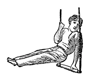 Routine Prints: Antique illustration of sports and exercises: Artistic Gymnastic Trapeze