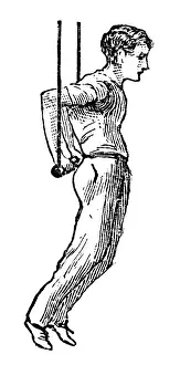 Routine Prints: Antique illustration of sports and exercises: Artistic Gymnastic Trapeze