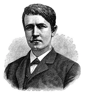 Antique illustration of Thomas Alva Edison