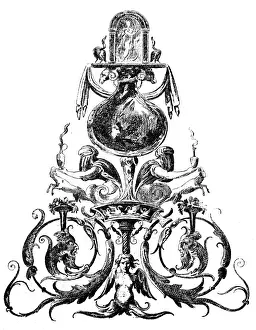 Antique illustration of triangle-shaped decorative element