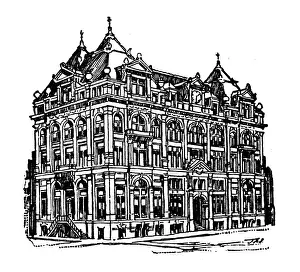 Antique illustration of USA, Tennessee landmarks and companies: Memphis, Cotton Exchange