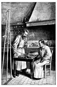 Rescue Prints: Antique illustration of veterinary surgery experiment on rabbit